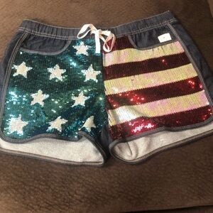 Juicy Couture Sparkle Sequins Denim Shorts NWT Size M